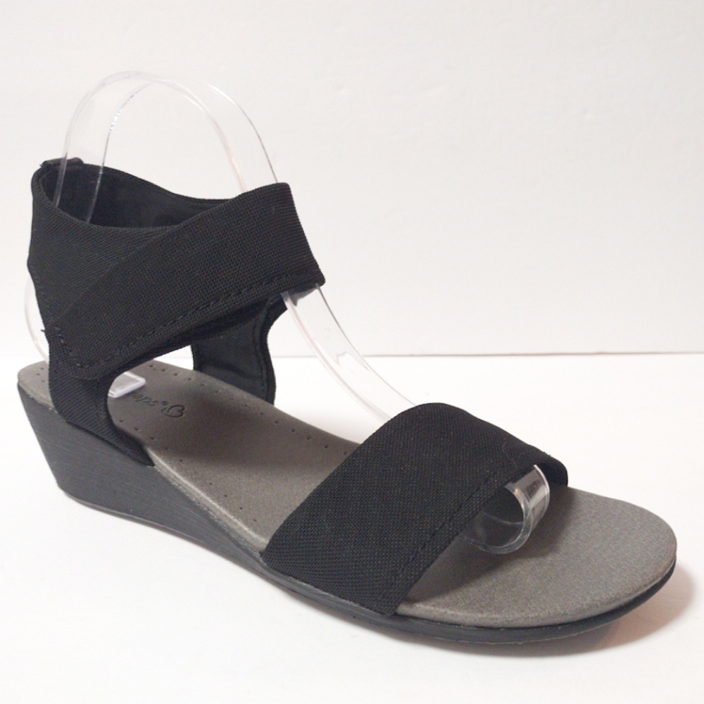 BareTraps Women's Ankle Strap Slingback Wedge Comfort Open Toe Sandals Black 8.5